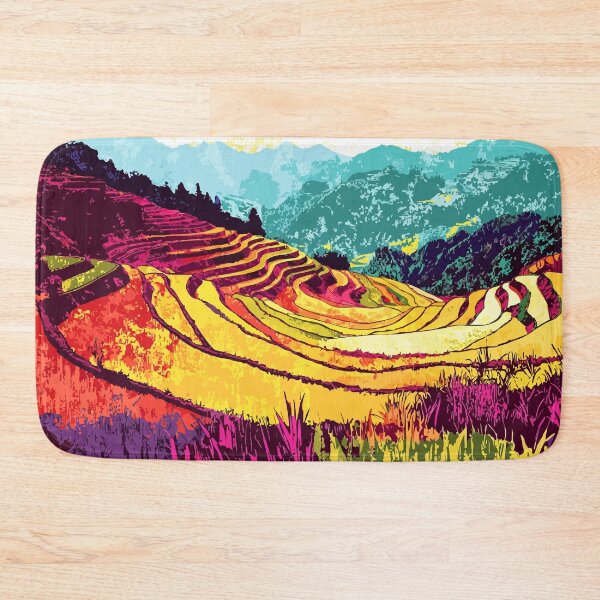 Item preview, Rice Paddies Asian Landscape Nature Minimalist Art Illustration designed and sold by LVTFCOarts.