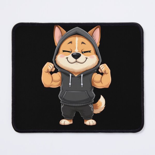 Item preview, Gym Bro Dog Flexing | Funny Chibi Workout Motivation Dog designed and sold by ColorSplash123.