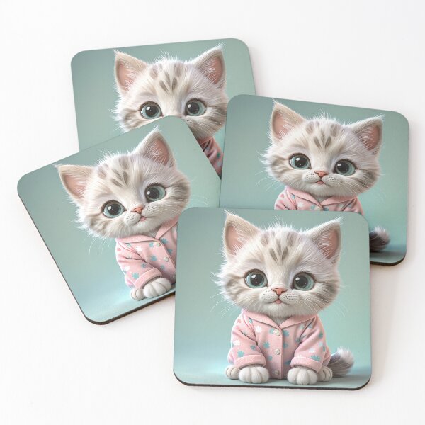 Item preview, Cute Cozy Kitten in Pajamas – Adorable Pastel Cat Illustration designed and sold by 4TinyPaws.