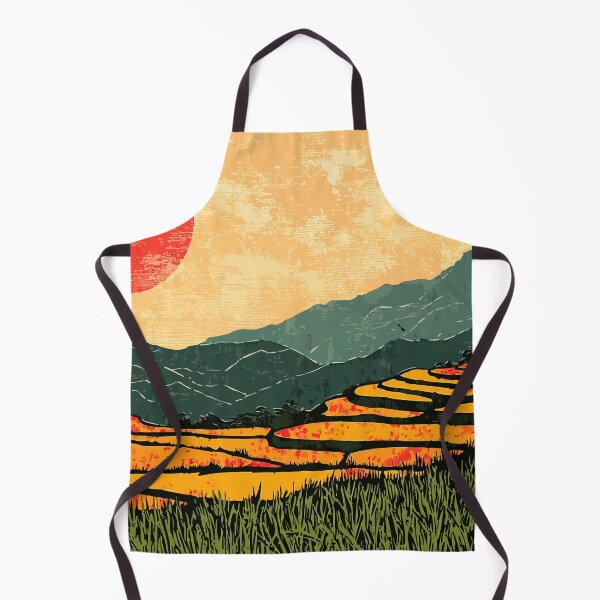 Item preview, Serene Rice Paddies Asian Landscape Nature Minimalist Art Illustration designed and sold by LVTFCOarts.