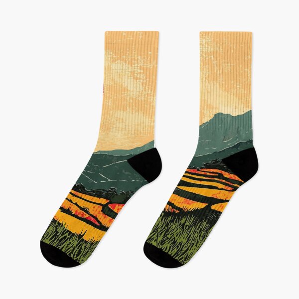 Item preview, Serene Rice Paddies Asian Landscape Nature Minimalist Art Illustration designed and sold by LVTFCOarts.