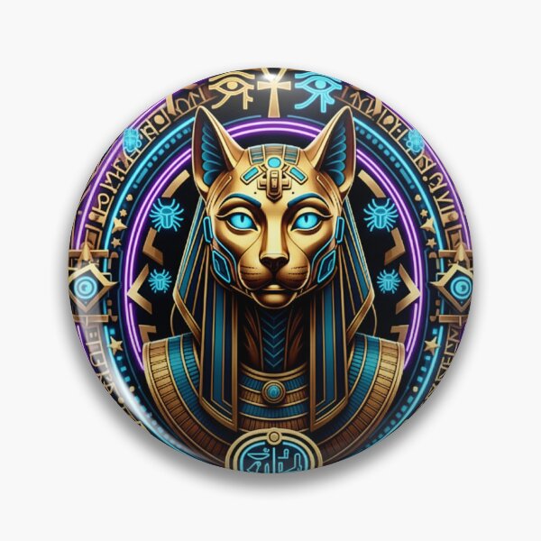 Item preview, Cyber-Bastet: The Golden Neonic Deity designed and sold by Hieroglyphia.
