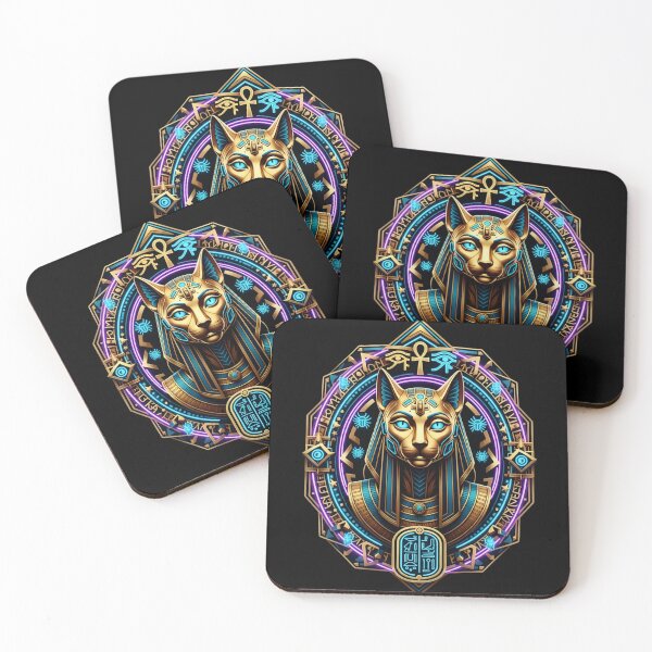 Item preview, Cyber-Bastet: The Golden Neonic Deity designed and sold by Hieroglyphia.