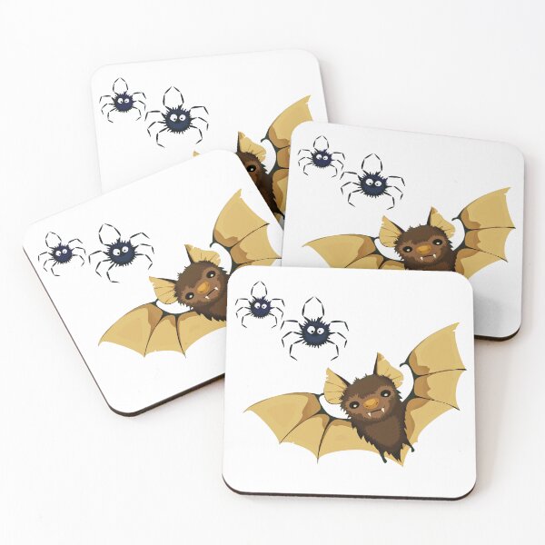 Item preview, Cute Pallid Bat with Spiders – Playful Bat Illustration designed and sold by MystiColo.