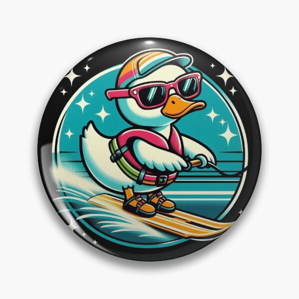 Item preview, Cool Duck Waterskiing – Funny Retro Cartoon Duck on Water Skis designed and sold by Zoo-Moo.