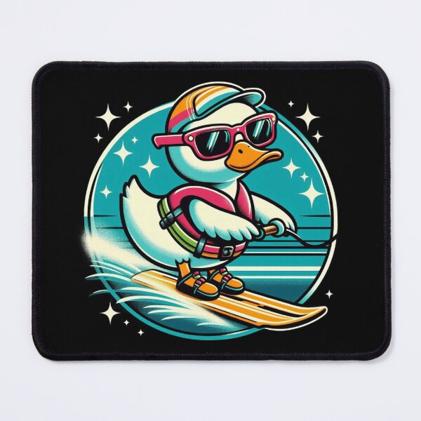 Item preview, Cool Duck Waterskiing – Funny Retro Cartoon Duck on Water Skis designed and sold by Zoo-Moo.