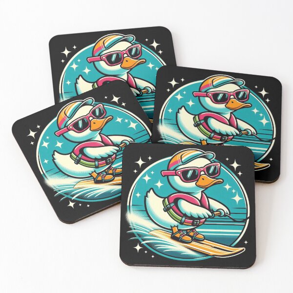 Item preview, Cool Duck Waterskiing – Funny Retro Cartoon Duck on Water Skis designed and sold by Zoo-Moo.