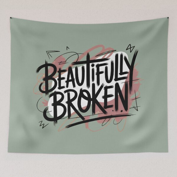 Item preview, Beautifully Broken Design with Expressive Typography and Abstract Brushstroke Aesthetic designed and sold by SplashTastic.