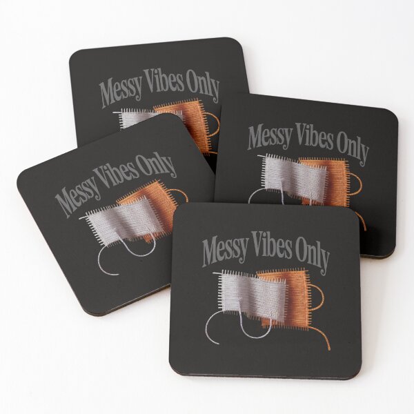 Item preview, Messy Vibes Only Design with Woven Textile Swatches and Abstract Thread Aesthetic designed and sold by SplashTastic.