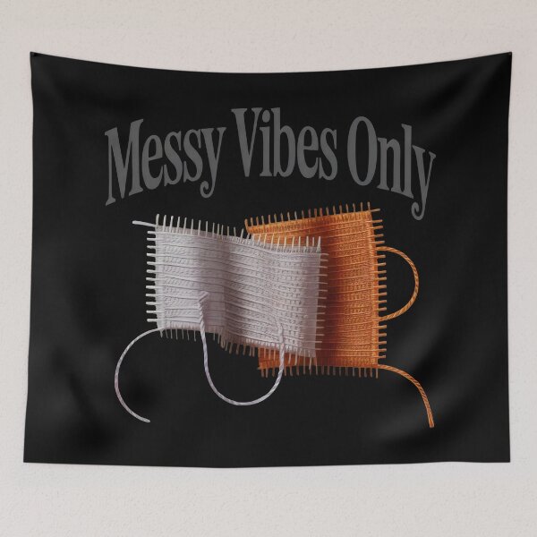 Item preview, Messy Vibes Only Design with Woven Textile Swatches and Abstract Thread Aesthetic designed and sold by SplashTastic.