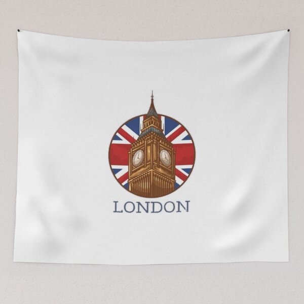 Item preview, London Big Ben Design - Vintage Union Jack Flag Illustration - British Souvenir designed and sold by Magounette.