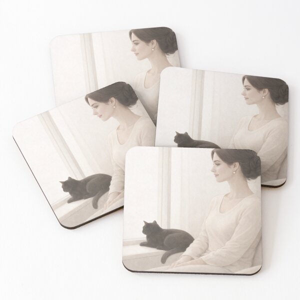 Item preview, Serene Contemplation: Woman and Cat by Window designed and sold by Auroracat2025.