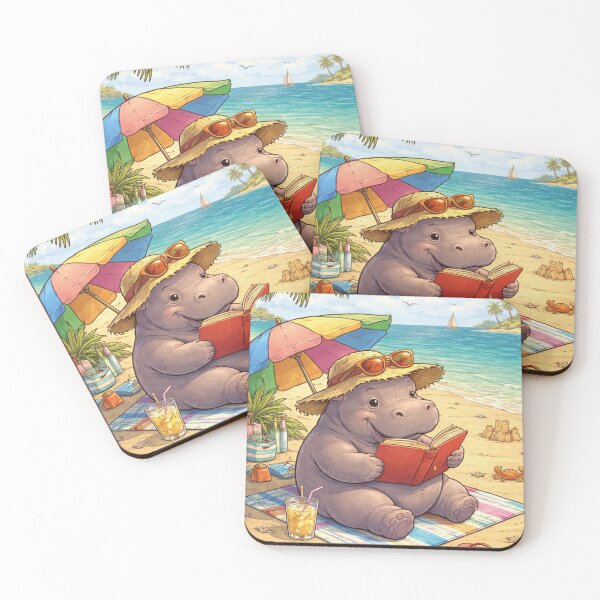 Item preview, Funny hippo reads on the beach designed and sold by Mauswohn.