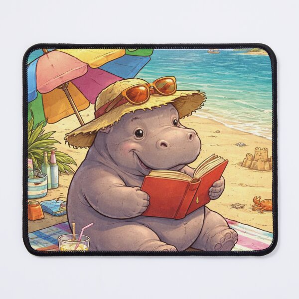 Item preview, Funny hippo reads on the beach designed and sold by Mauswohn.
