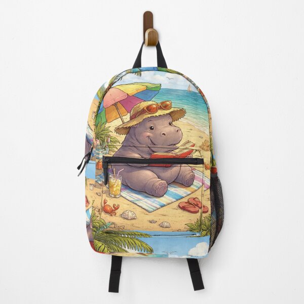 Item preview, Funny hippo reads on the beach designed and sold by Mauswohn.