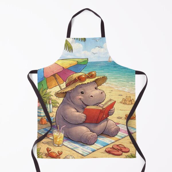 Item preview, Funny hippo reads on the beach designed and sold by Mauswohn.