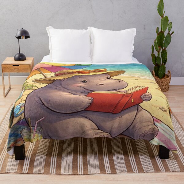 Item preview, Funny hippo reads on the beach designed and sold by Mauswohn.