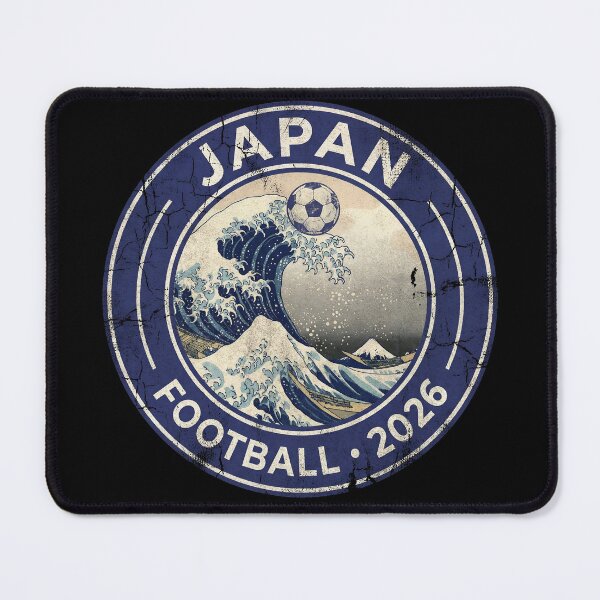 Item preview, Japan 2026 Football - The Great Wave Vintage Soccer Badge designed and sold by Imaginationbeyond.