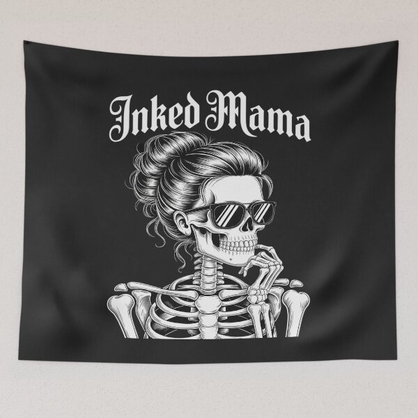 Item preview, Inked Mama Messy Bun Gothic Cute Skeleton Tattoo Mom designed and sold by JessicaWalshdf.