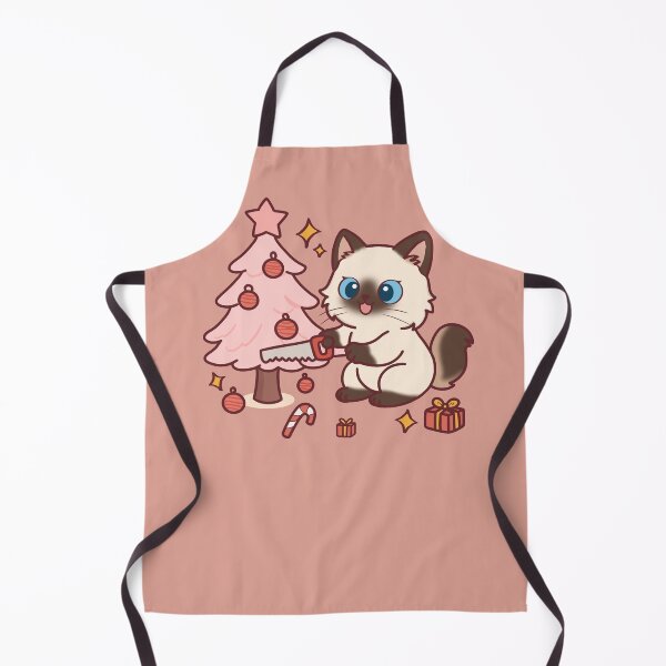 Item preview, Cute Ragdoll Cat Decorating a Pastel Pink Christmas Tree designed and sold by BGMeYou.