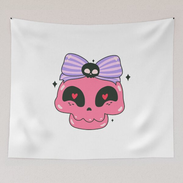 Item preview, Cute Pink Skull with Bow – Kawaii Pastel Goth Love Design designed and sold by Horrify.