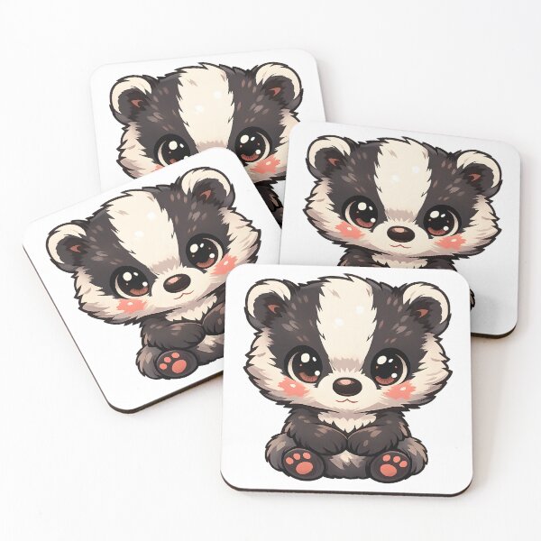 Item preview, Chibi Baby Badger Cute Front Facing Cartoon Woodland MR Zgredzio designed and sold by mr-zgredzio.