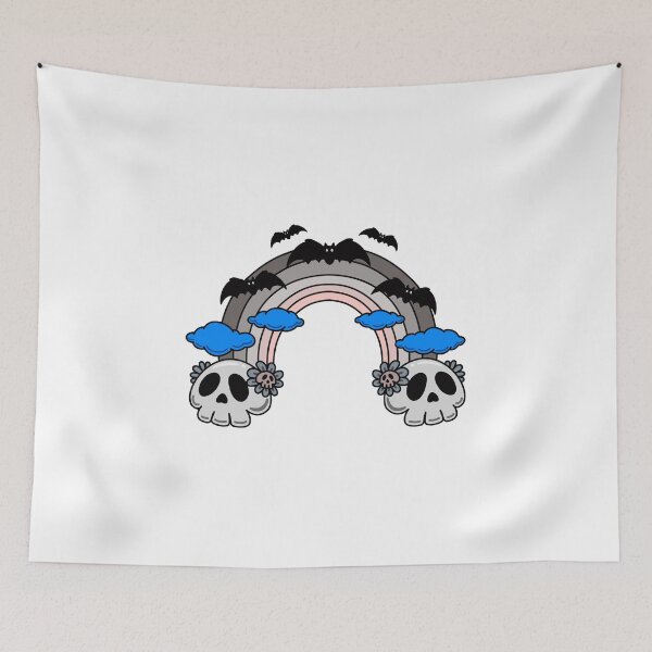 Item preview, Cute Spooky Skull Rainbow with Bats – Pastel Goth Art designed and sold by Horrify.