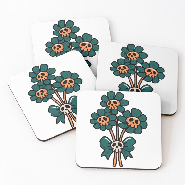 Item preview, Cute Skull Flower Bouquet – Spooky Floral Goth Art designed and sold by Horrify.
