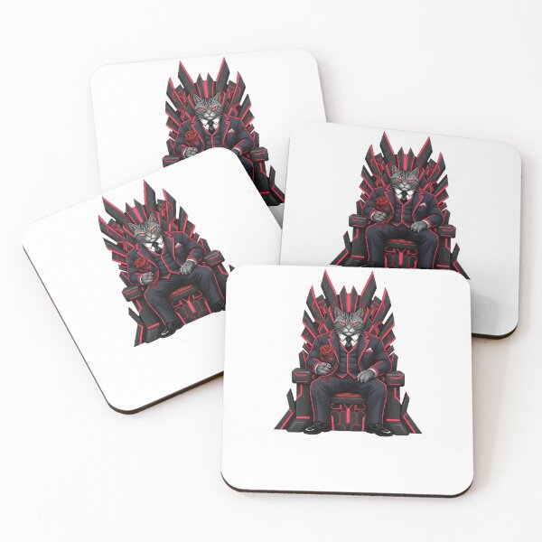 Item preview, CAT FATHER – Mafia Boss Cat on Throne with Red Rose | Dark Neon Graphic Design designed and sold by NoPurrsGiven.