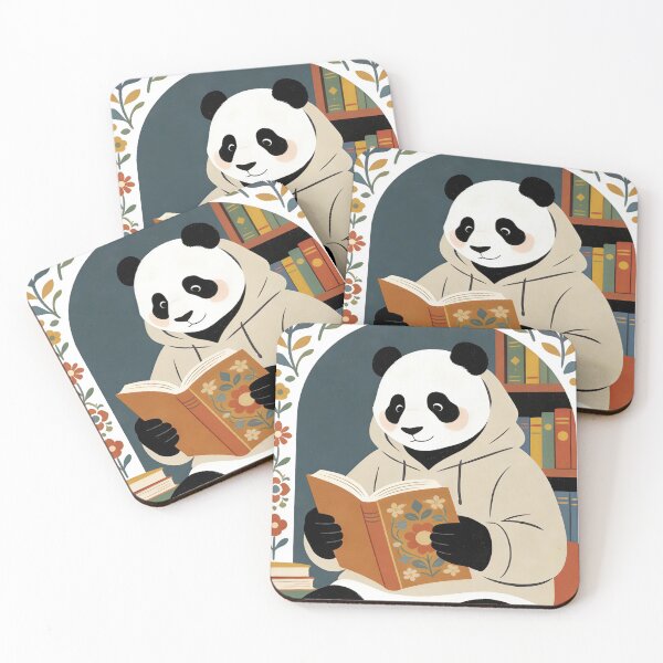 Item preview, Cozy Reading Panda in Hoodie | Vintage Folk Art Librarian Bear Aesthetic designed and sold by Cherrydora.