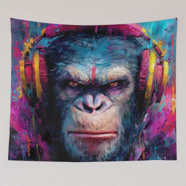 Item preview, Stylish Dj Monkey Gloomy Ape With Headphones Art designed and sold by GrinGalore.
