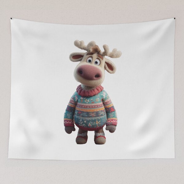 Item preview, Cute Christmas Reindeer in Cozy Festive Sweater – Adorable Holiday Character Art designed and sold by Hakubiya.