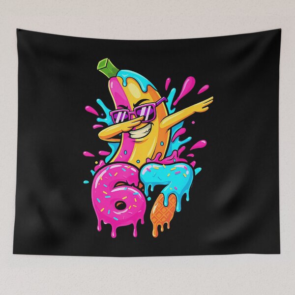 Item preview, 67 Funny Baseball Dabbing Banana 6 7 Dripping Ice Cream Meme designed and sold by cuthbertbla.
