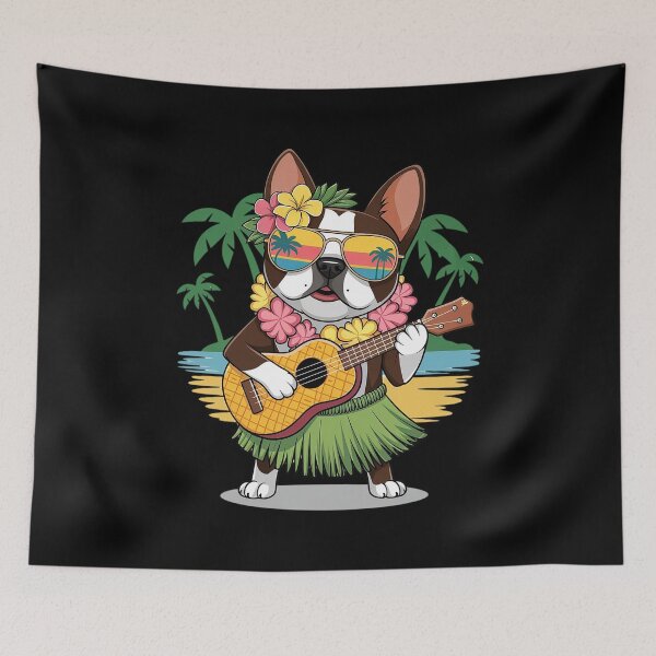 Item preview, Funny Hawaiian Boston Terrier Dog Pineapple Ukulele Summer designed and sold by catsdothingz.