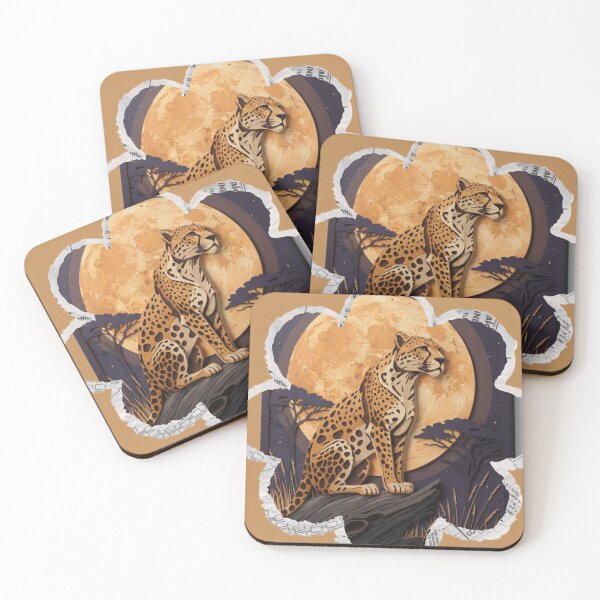 Item preview, Cheetah Carved Wood Art  Savanna Moonlight  Wall Art designed and sold by SavannaStrikes.