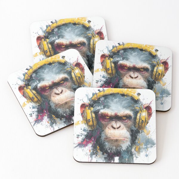 Item preview, Dj Monkey Business Gloomy Ape With Yellow Headphones  designed and sold by GrinGalore.