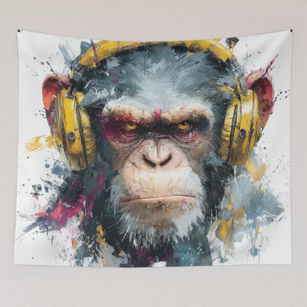 Item preview, Dj Monkey Business Gloomy Ape With Yellow Headphones  designed and sold by GrinGalore.
