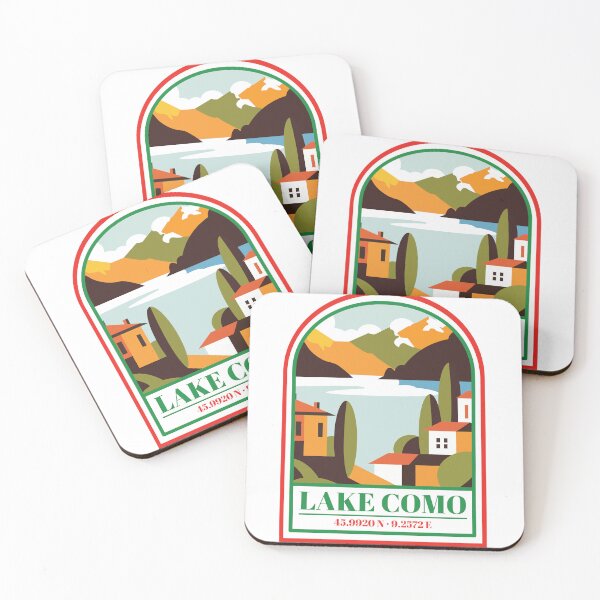 Item preview, Lake Como Italy Vintage Travel Illustration with Coordinates designed and sold by Quipzzy.