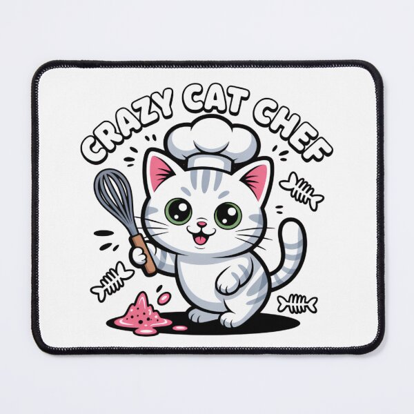 Item preview, Crazy Cat Chef Cute Cartoon designed and sold by Bright Vibe Designs.