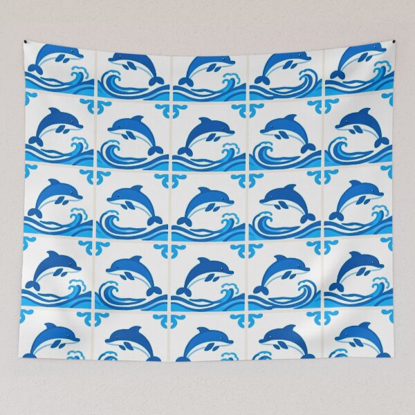 Item preview, Portuguese Azulejo Dolphin Tile Pattern designed and sold by vivaportugalstore.