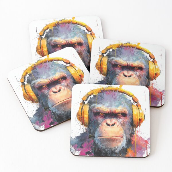 Item preview, Stylish Dj Monkey Serious Ape With Golden Headphones designed and sold by GrinGalore.