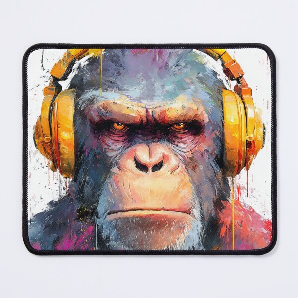 Item preview, Stylish Dj Monkey Serious Ape With Golden Headphones designed and sold by GrinGalore.