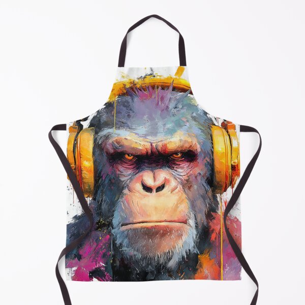 Item preview, Stylish Dj Monkey Serious Ape With Golden Headphones designed and sold by GrinGalore.