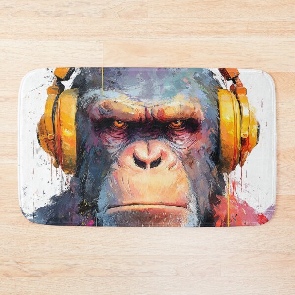 Item preview, Stylish Dj Monkey Serious Ape With Golden Headphones designed and sold by GrinGalore.