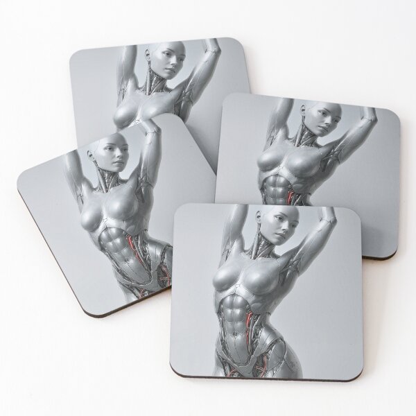 Item preview, Silver cybernetic woman stretching arms above head designed and sold by CathryneDelamort.