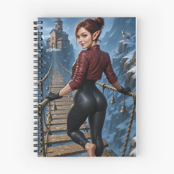 Item preview, Fortana in leather on snowy mountain pass bridge designed and sold by CathryneDelamort.