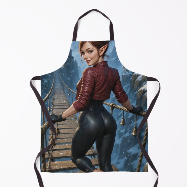 Item preview, Fortana in leather on snowy mountain pass bridge designed and sold by CathryneDelamort.