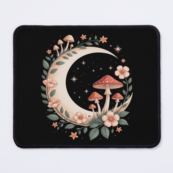 Item preview, cottagecore moon mushroom moonphase floral goblincore designed and sold by HORIZBoutique.