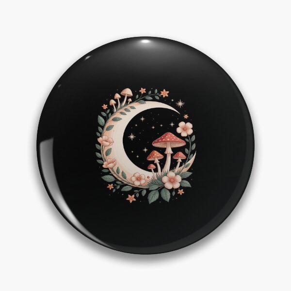 Item preview, cottagecore moon mushroom moonphase floral goblincore designed and sold by HORIZBoutique.
