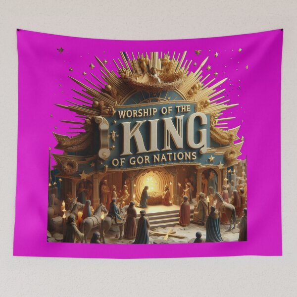 Item preview, Worship of the King of All Nations – 3D Nativity Adoration Label , designed and sold by PaintMeWorld.